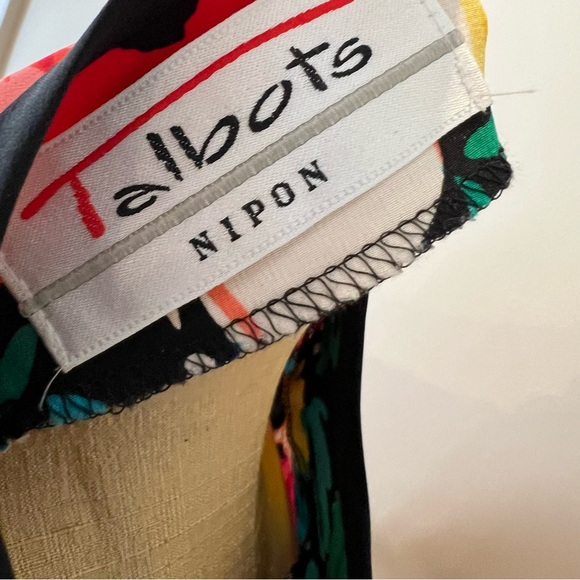 VTG Talbots Nipon Silk Floral Tulip Dress Lined Size 10 Citrus Colors - Picture 10 of 15